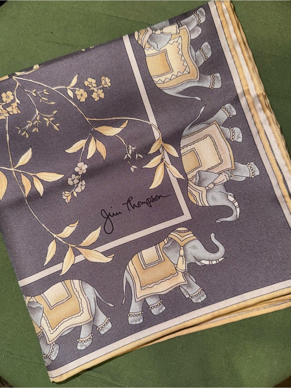 Jim Thompson Grey Elephant Silk Scarf